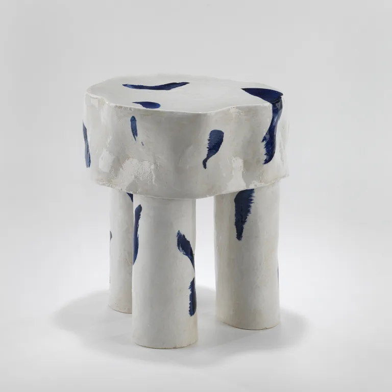 Céline Salomon - Owen - Tabouret Blanc & Bleu